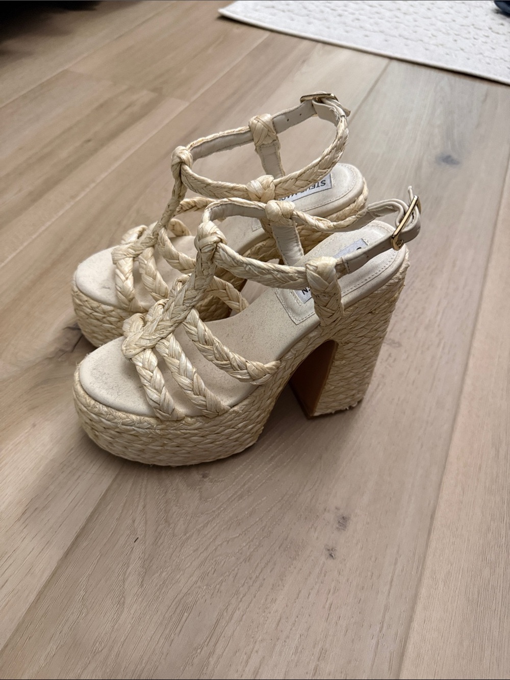 Steve Madden Cream Braided Platform Heels